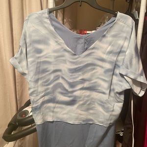 Womens light gray XL blouse v front and back thin fabric for spring and summer